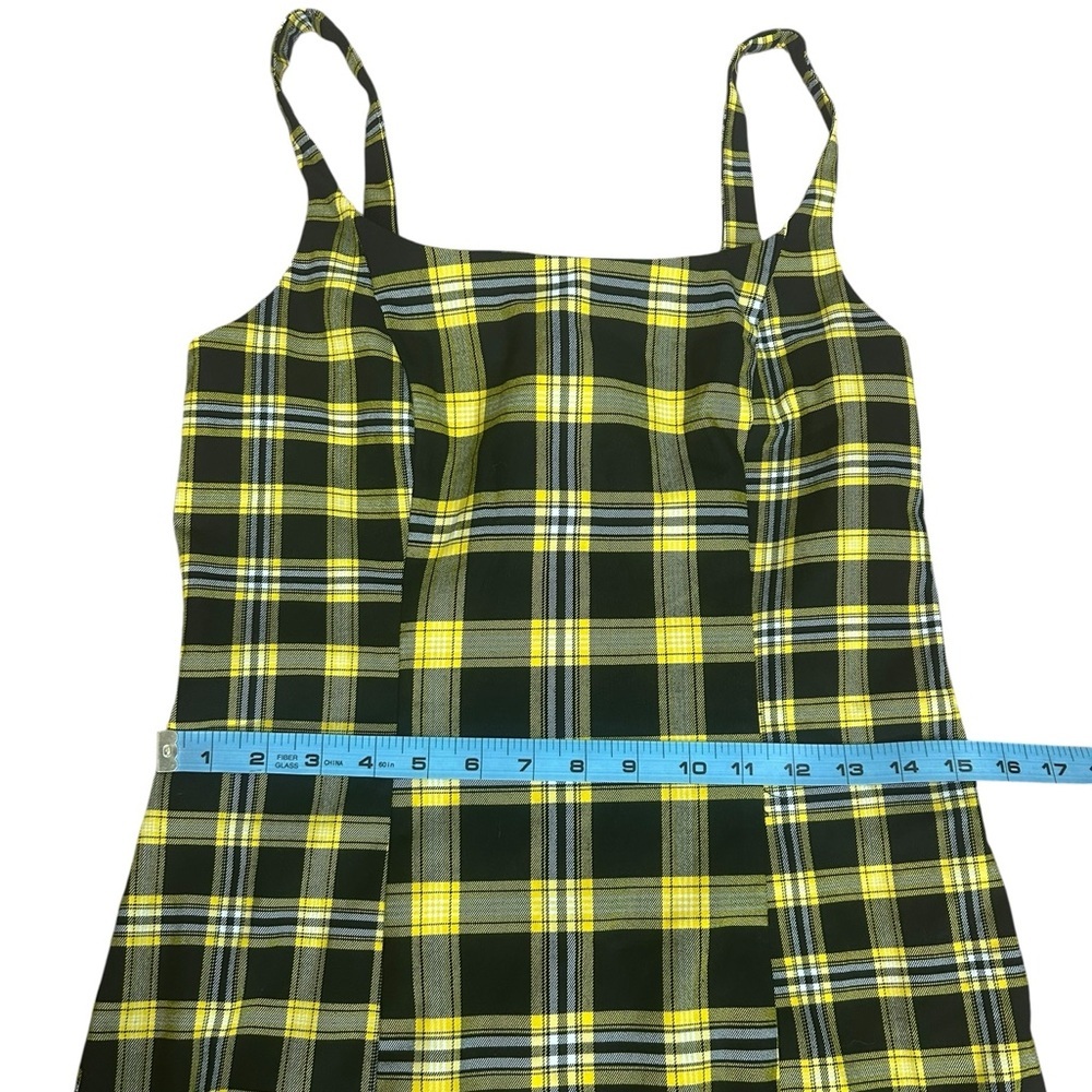 H&M Divided Yellow & Black Plaid Jumper Dress Stretch Womens Sz Medium NWT - Picture 8 of 10